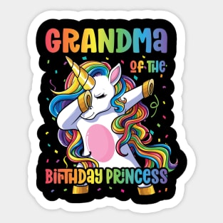 Grandma of the Birthday Princess Dabbing Unicorn Girl Sticker